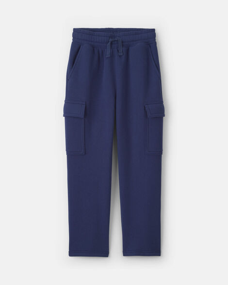 boys fleece cargo pants - navy blue