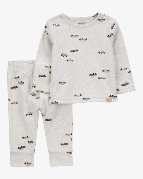 baby 2-piece car print long-sleeve tee & pant set