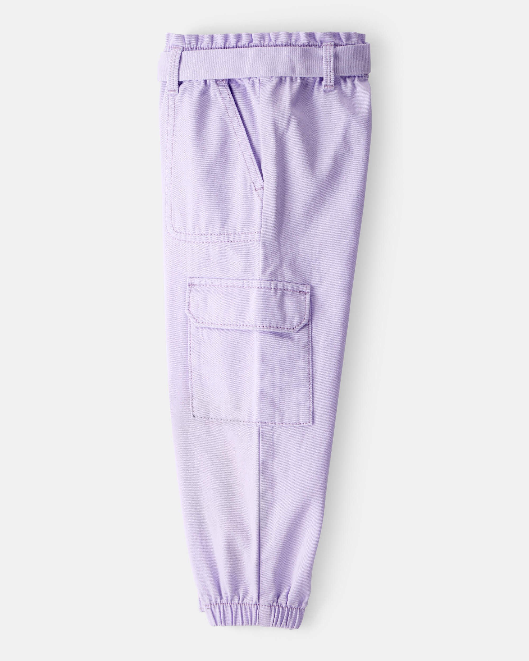 Toddler Girl Cotton Cargo Joggers - Purple