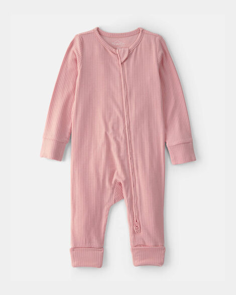 baby girl 2-way zip purelysoft sleep & play pajama - pink