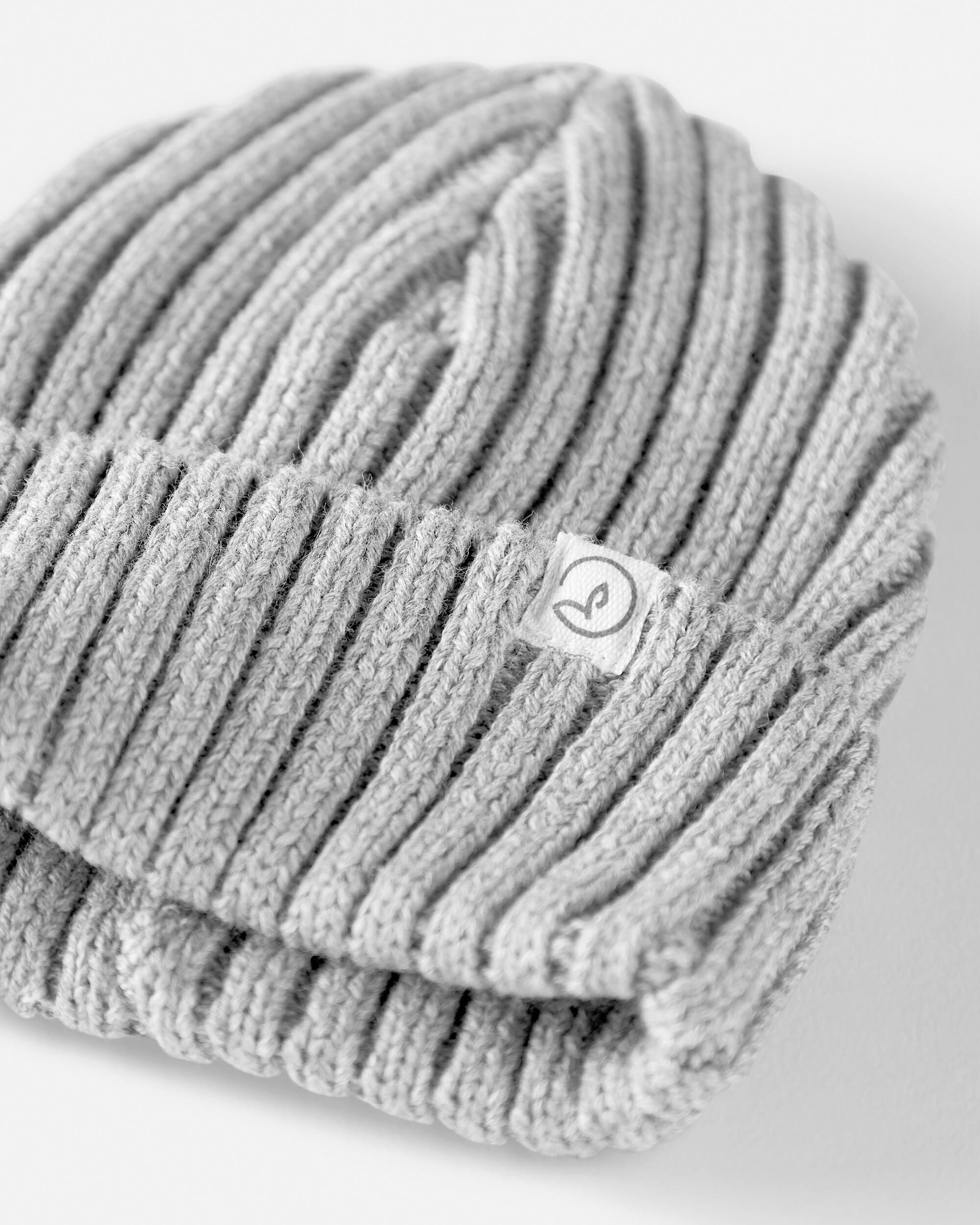 Baby Organic Cotton Ribbed Knit Beanie in Grey - Little Planet | Carter's