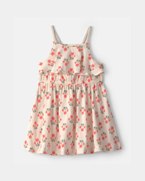 toddler girl floral ruffle dress - cream