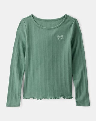 Product image 1 of Kid Bow Embroidered Long-Sleeve Tee - Green