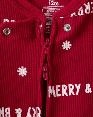 Product image 2 of Baby Merry & Bright Christmas Cotton Long-Sleeve 2-Way Zip 1-Piece Pajamas - Red