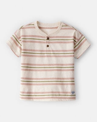Toddler Boy Striped Short-Sleeve Henley Tee - Blue
