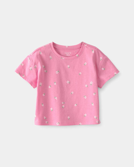 baby girl floral relaxed top - pink