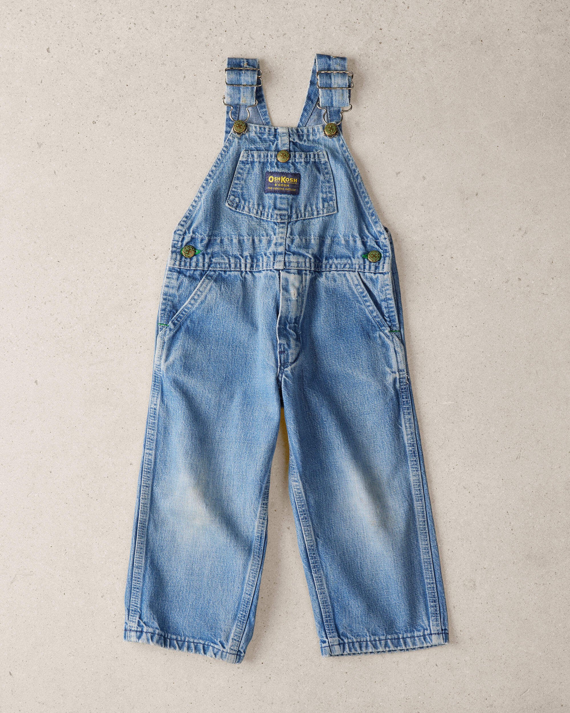 Toddler 4T Vintage Medium Wash Denim Overalls from the OshKosh Archive Release, circa 1970s