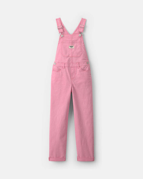 Girls Twill Overalls - Pink
