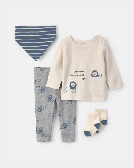 baby boy 4-piece lion top & pant set