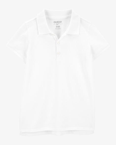 Girls Piqué Polo Shirt - White