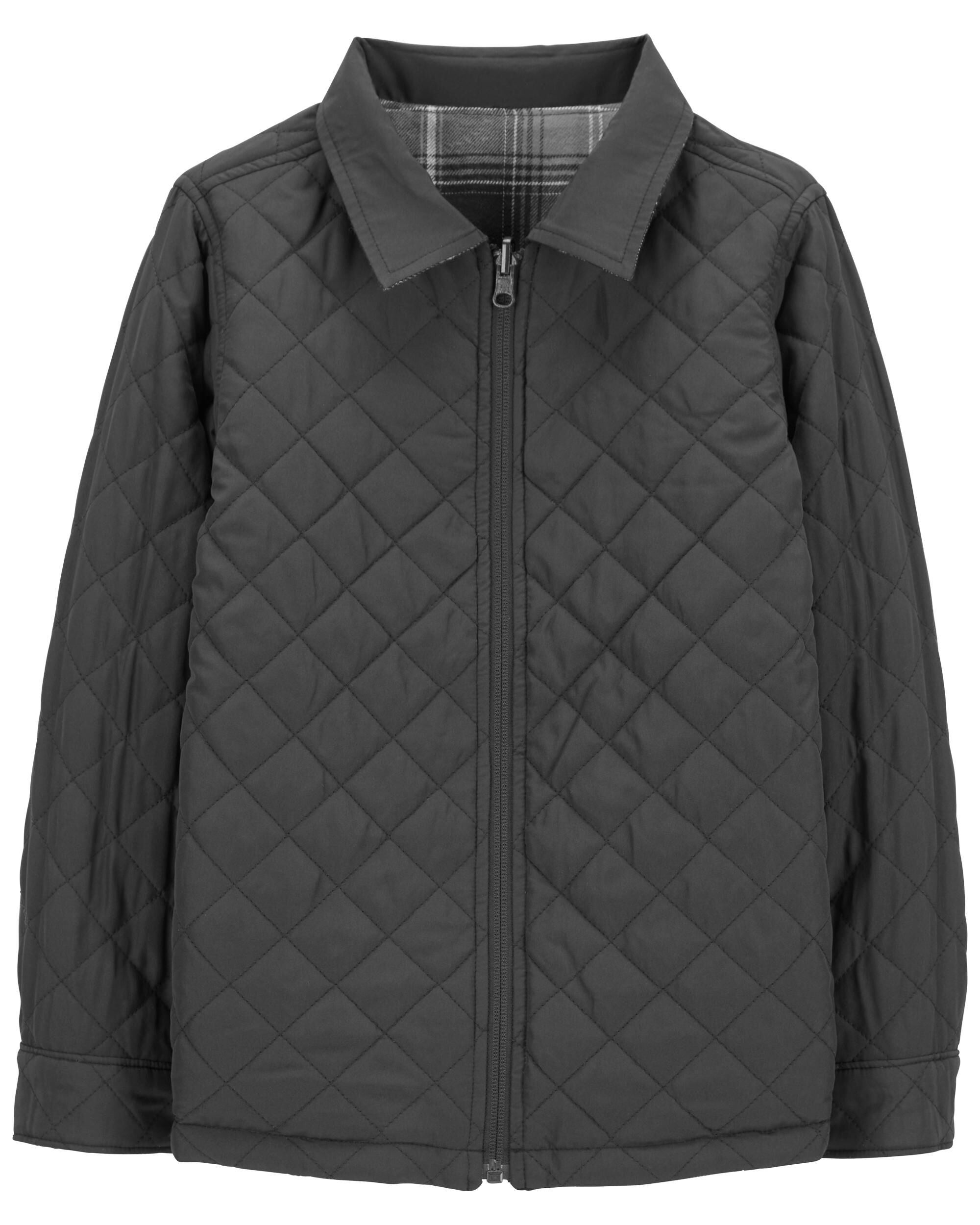 Kid Reversible Flannel Jacket - Black - OshKosh | Carter's