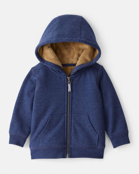 baby boy long-sleeve hooded zip-up jacket - navy