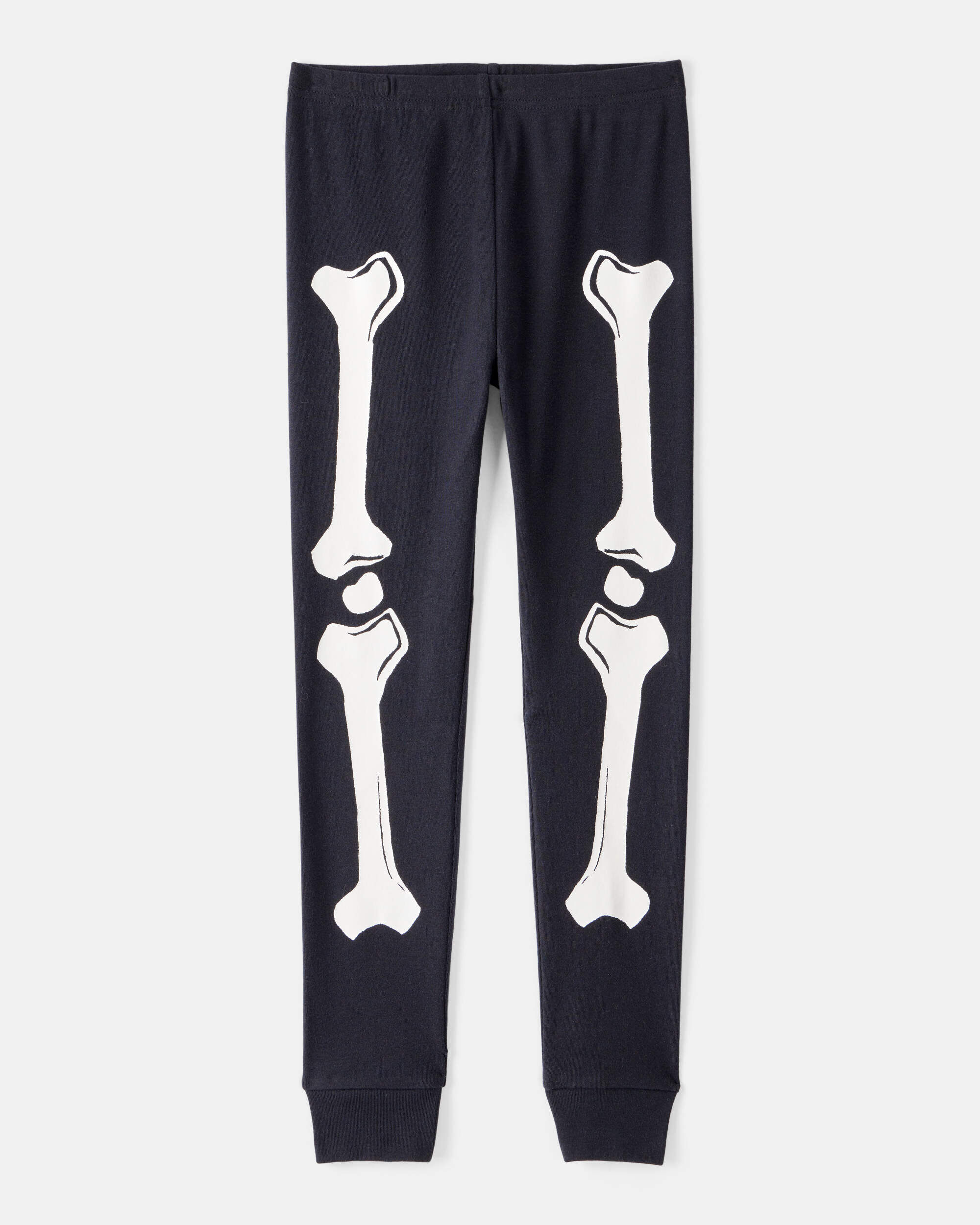 Kid 2-Piece Glow Halloween Skeleton 100% Snug Fit Cotton Pajamas - Black