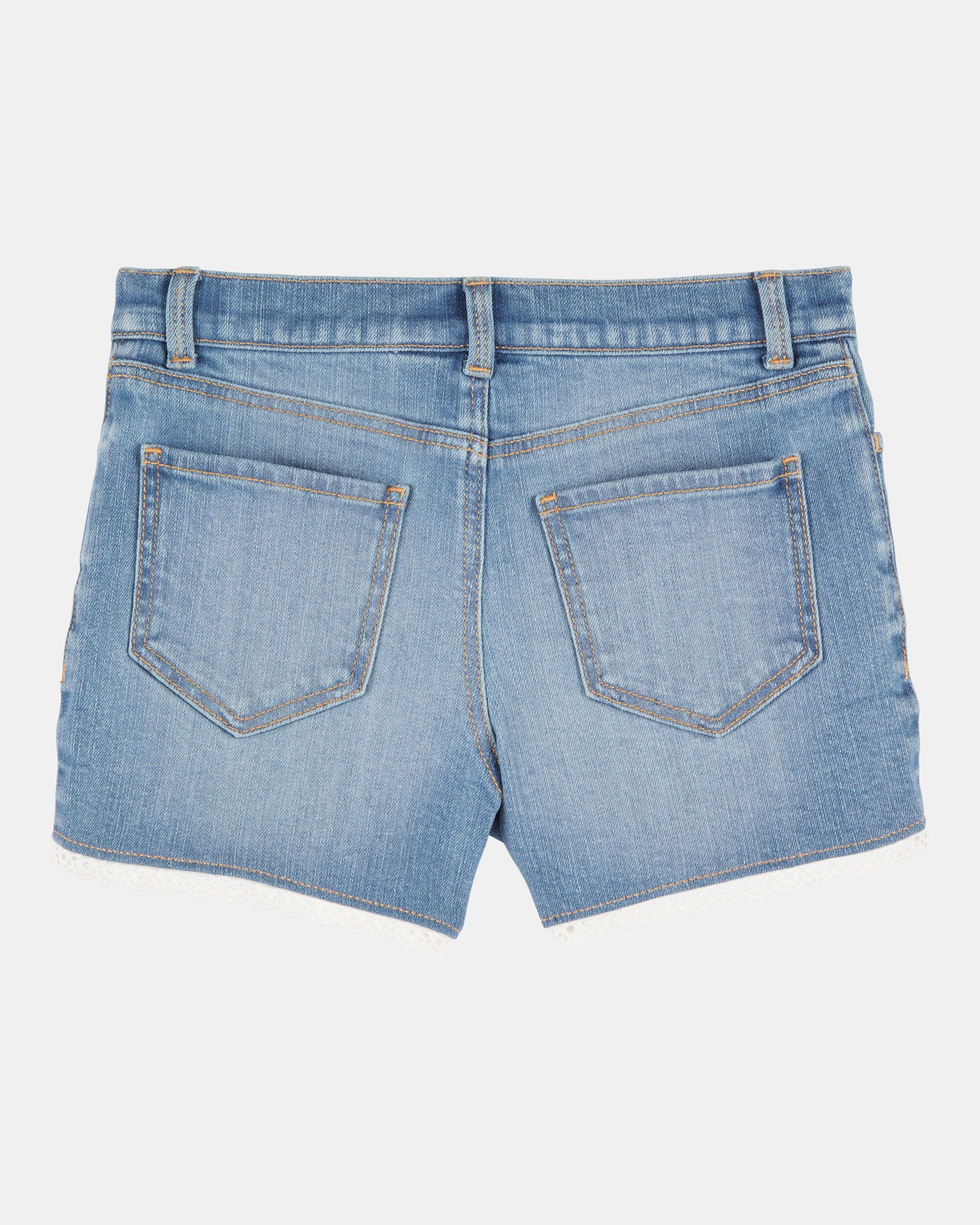 Kid Eyelet Hem Iconic Denim Short - Brit Wash - OshKosh B
