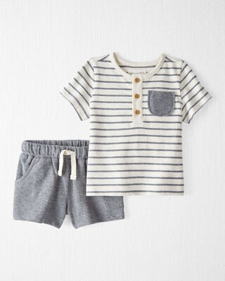 Product image 1 of Baby 2-Piece Henley Tee and Shorts Set Made with Organic Cotton