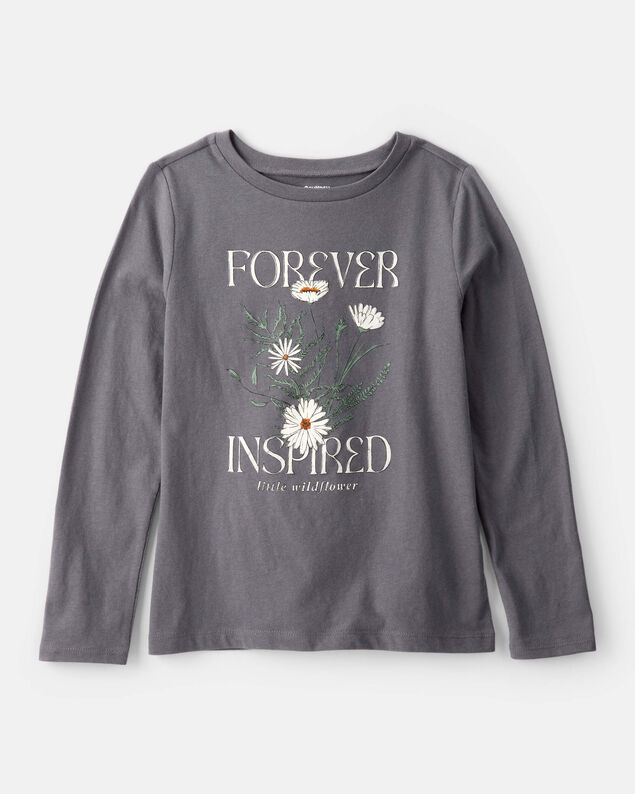Product image 1 of Girls Wildflower Long-Sleeve Graphic Tee - Grey