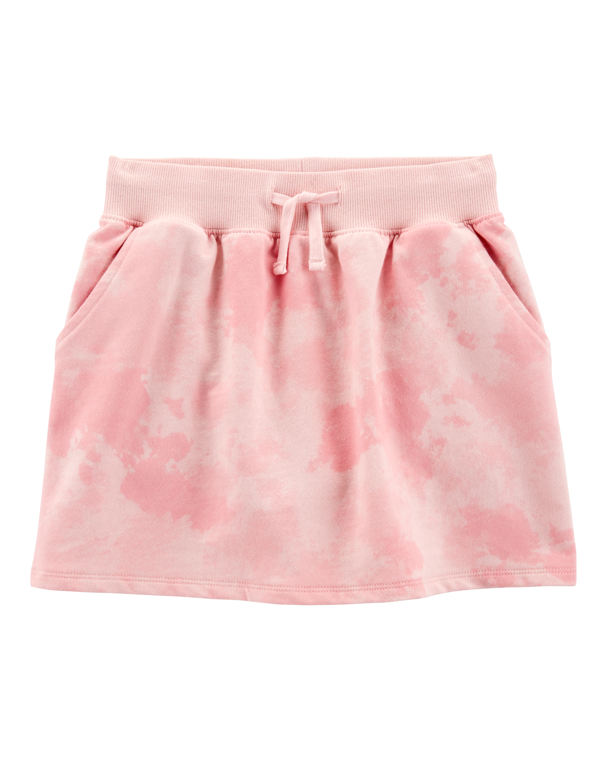 Kid Drawstring Cloud Dye French Terry Skort - Pink