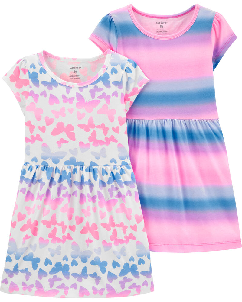 2 Pack Butterflies Striped Jersey Dresses Carters Com
