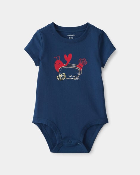 baby lobster graphic bodysuit - blue