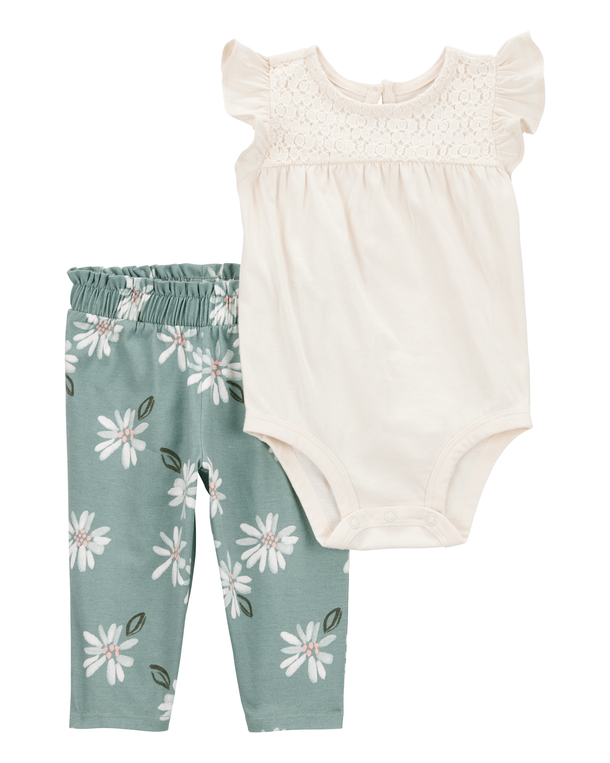 Baby Girl 2-Piece Floral Short-Sleeve Bodysuit Pant Set