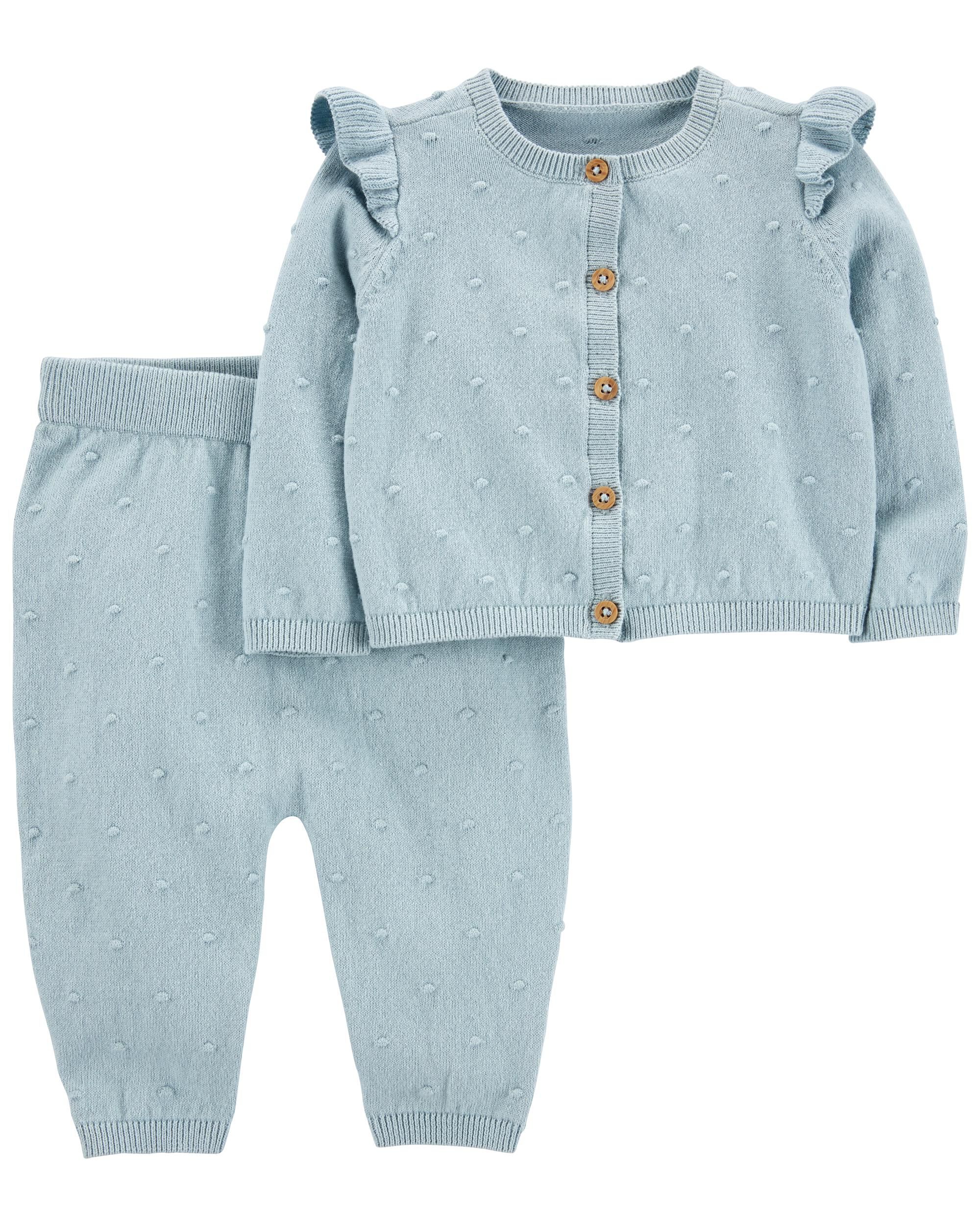 Blue 2-Piece Cardigan \u0026 Pant Set 
