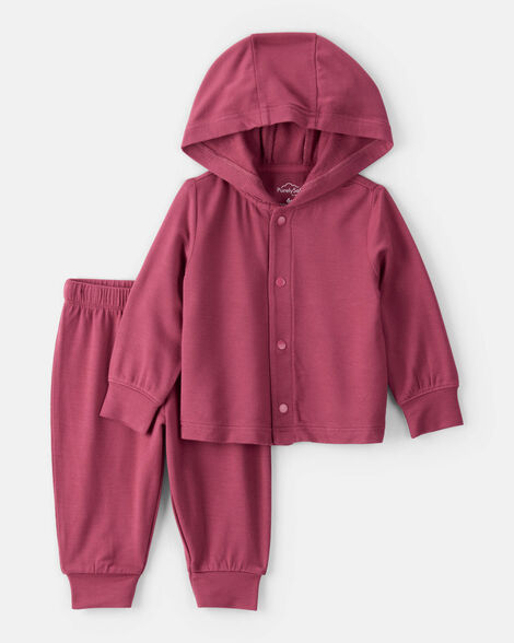 Product image 1 of Baby Girl 2-Piece PurelySoft Long-Sleeve Tee & Pant Set - Burgundy