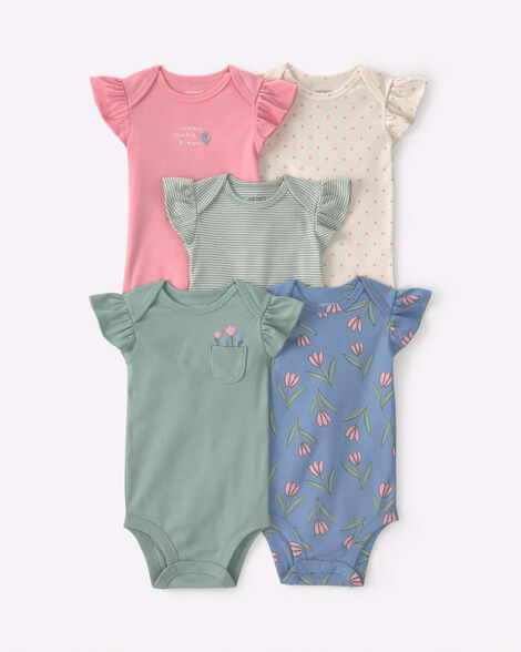 baby girl 5-pack flower floral multipack bodysuits