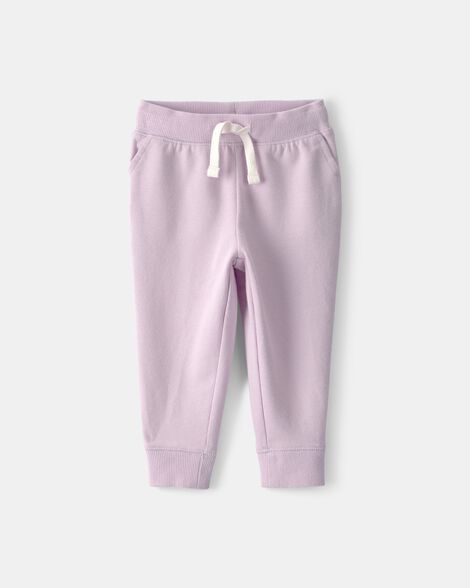 Baby Girl Drawstring Knit Joggers - Purple
