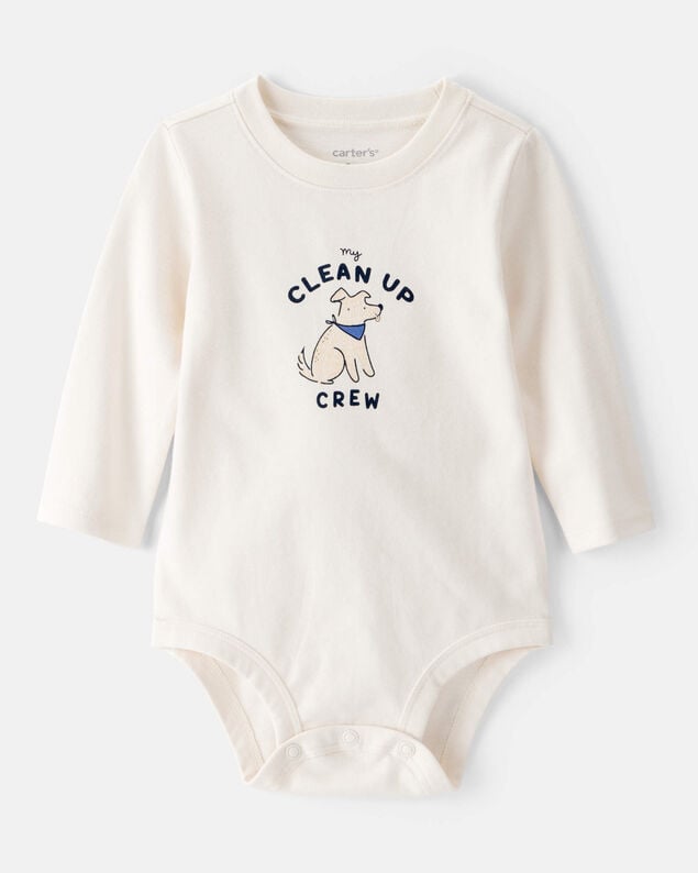 Product image 1 of Baby Cotton Long-Sleeve Graphic Bodysuit - Ivory