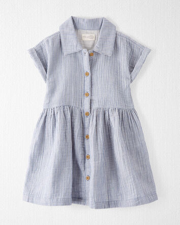 Toddler Organic Cotton Striped Button-Front Dress
