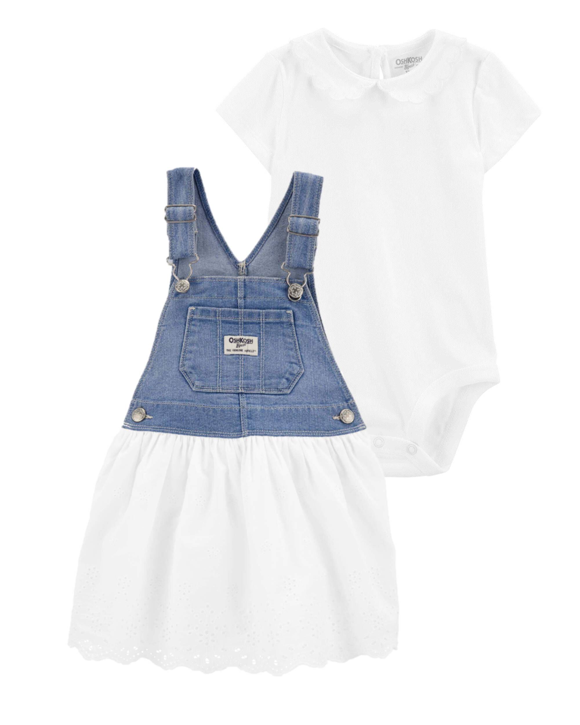 Baby 2 Piece Peter Pan Collar Bodysuit Denim Jumper Dress Set Carter s