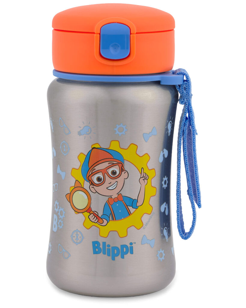 Skip Hop Kids' Blippi Stainless Steel Straw Bottle - Orange