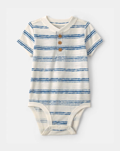 Baby Boy Striped Bodysuit - Blue/Ivory