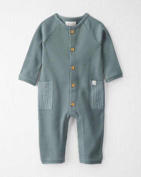  Product image 1 of Baby Organic Cotton Waffle Knit Button-Down Jumpsuit