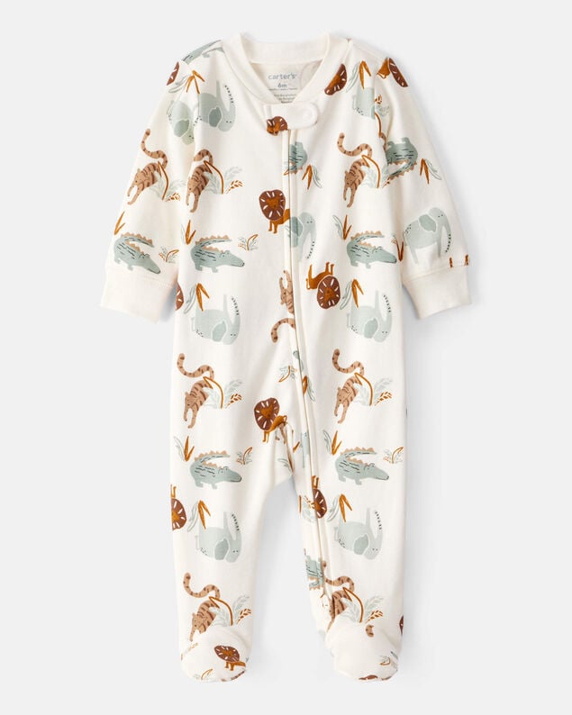 Product image 1 of Baby Animal Print 2-Way Zip Cotton Sleep & Play Pajamas
