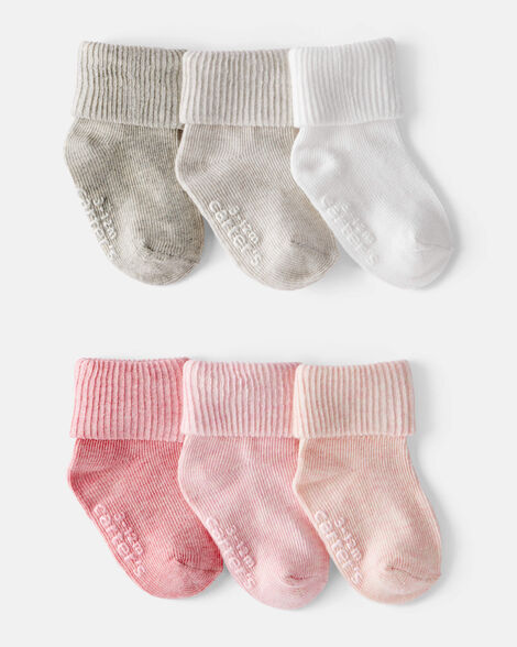 baby girl 6-pack socks - white/pink