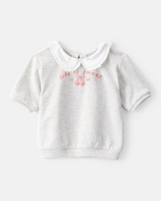 Product image 1 of Toddler Girl Cherry French Terry Short-Sleeve Graphic Tee - White
