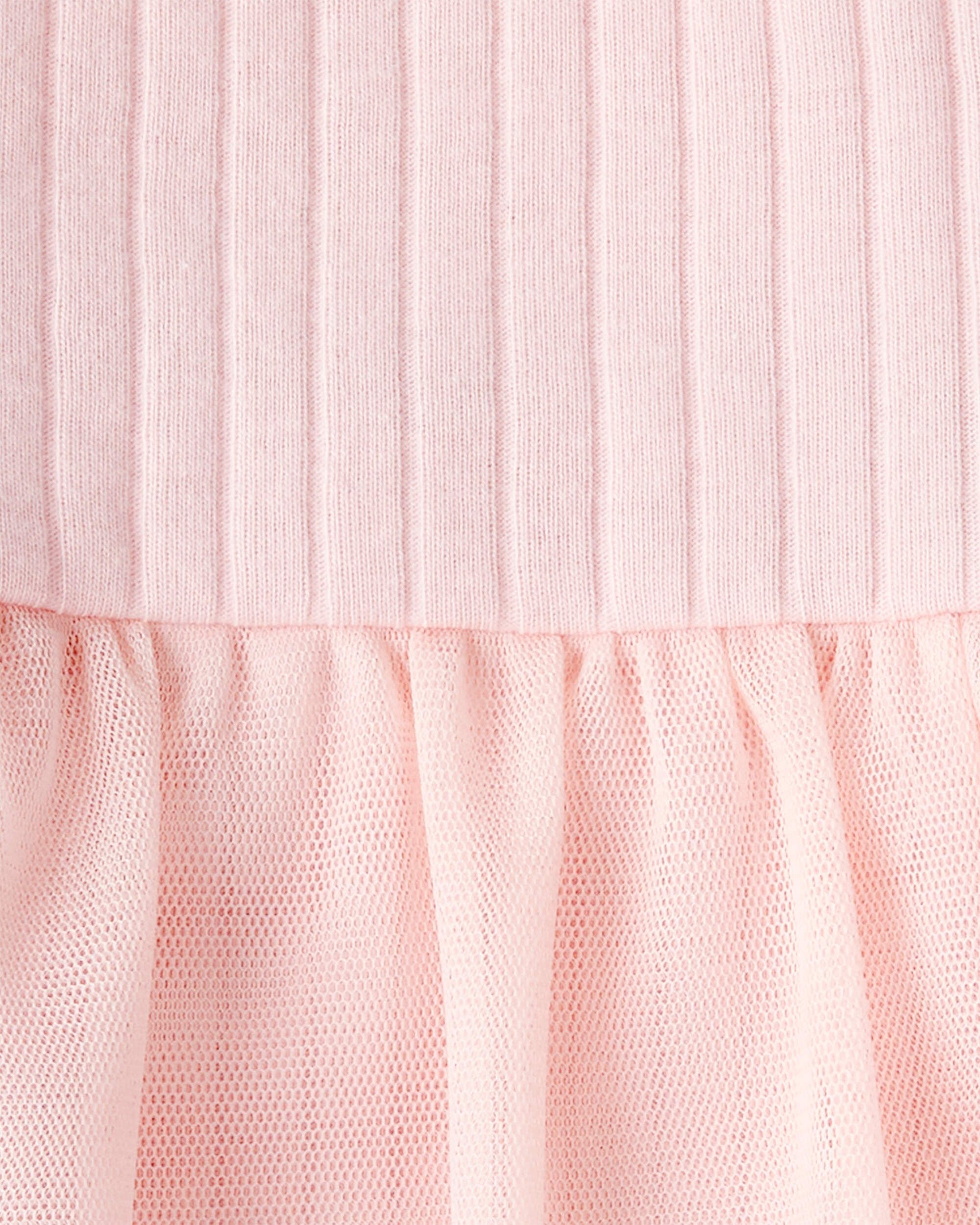 Baby Girl 2-Piece Ribbed Tutu Bodysuit Pant Set - Pink
