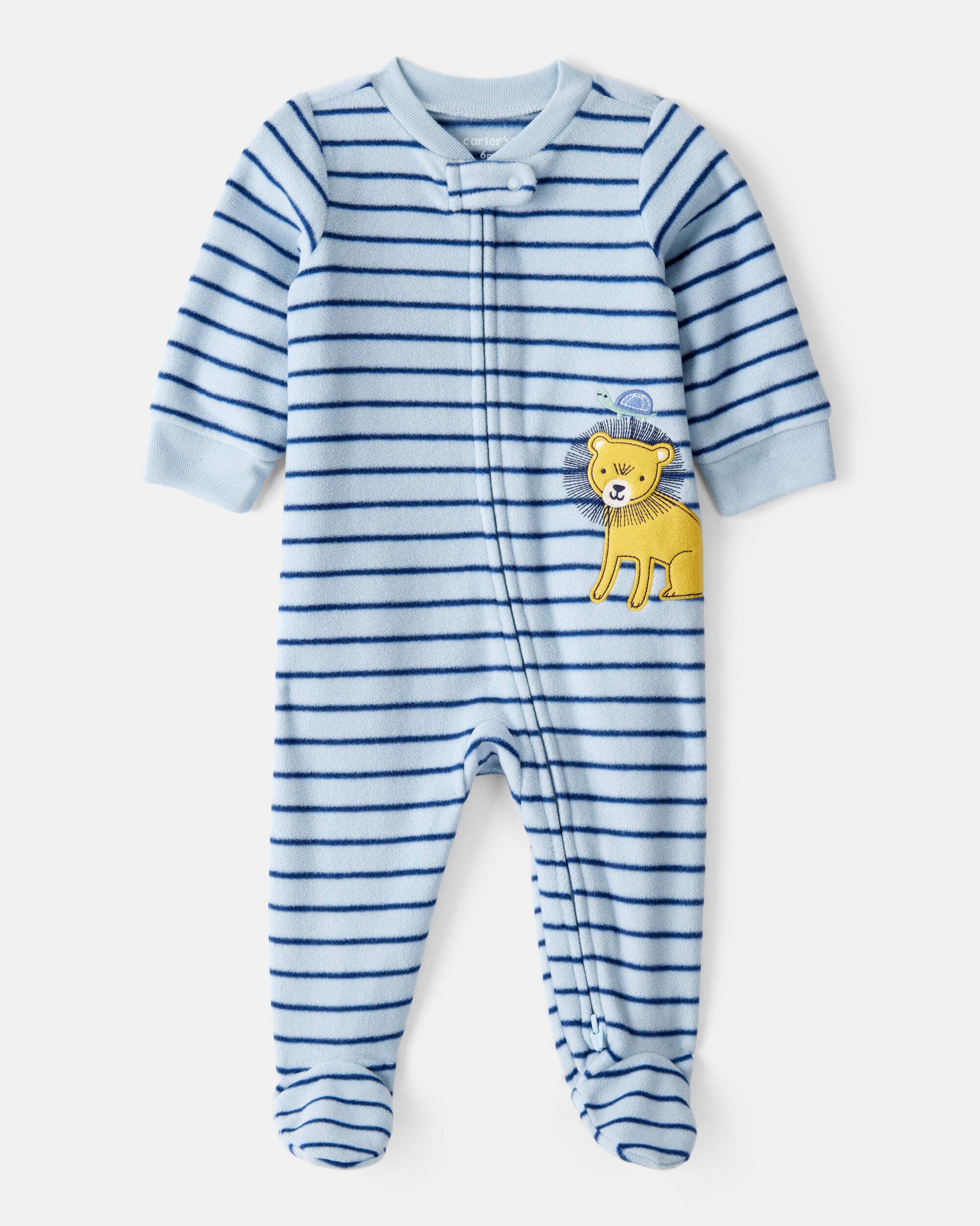 Baby Boy Lion Print Loose Fit Sleep & Play Pajamas - Blue
