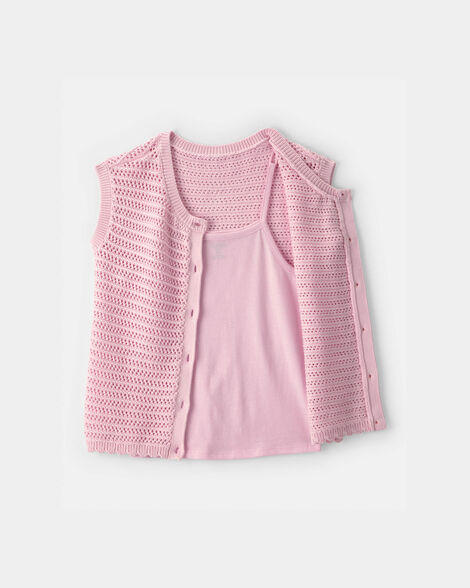 Girls 2-Piece Sweater Top Set - Pink
