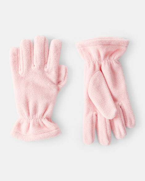 girls fleece gloves - pink