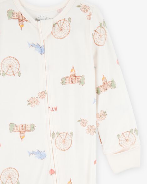  Product image 3 of Baby Atlanta Print 2-Way Zip PurelySoft Sleep & Play Pajamas - Ivory