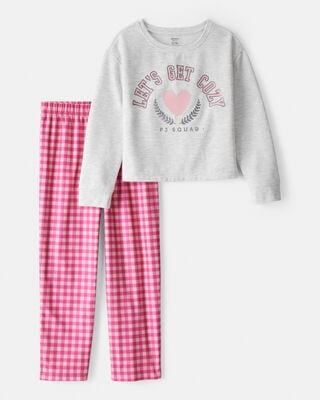 Girls Heart DreamPlush Snug Fit 2-Piece Pajamas - Red/Pink