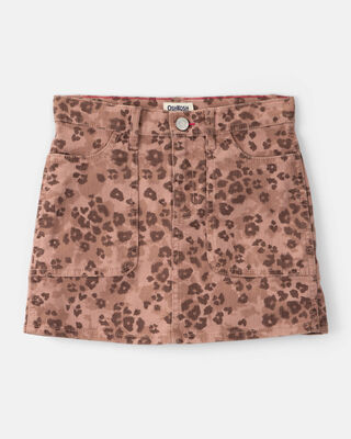 Product image 1 of Girls Leopard Print Denim Skirt - Brown
