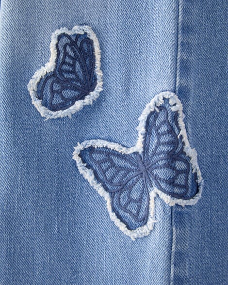 Kid Baggy Butterfly Embroidered Jeans - Breeze Wash