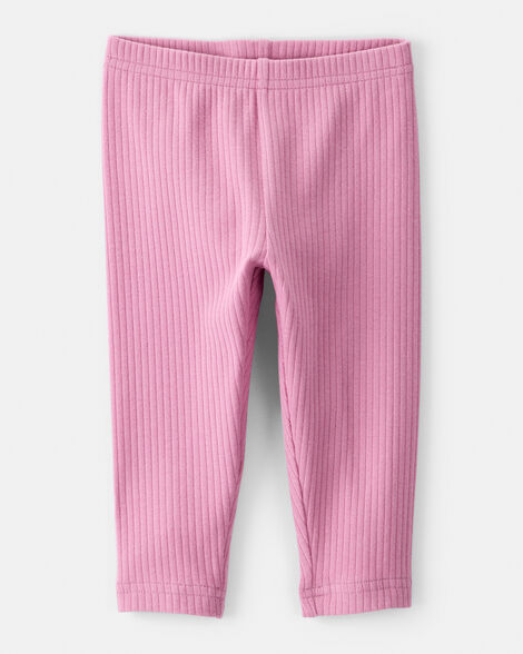 baby girl cotton ribbed stretch leggings - purple