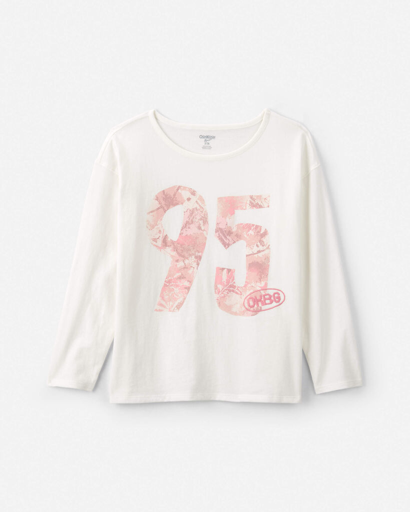 OshKosh B'gosh Girls '95' Floral Long-Sleeve Graphic Tee 10 Cream