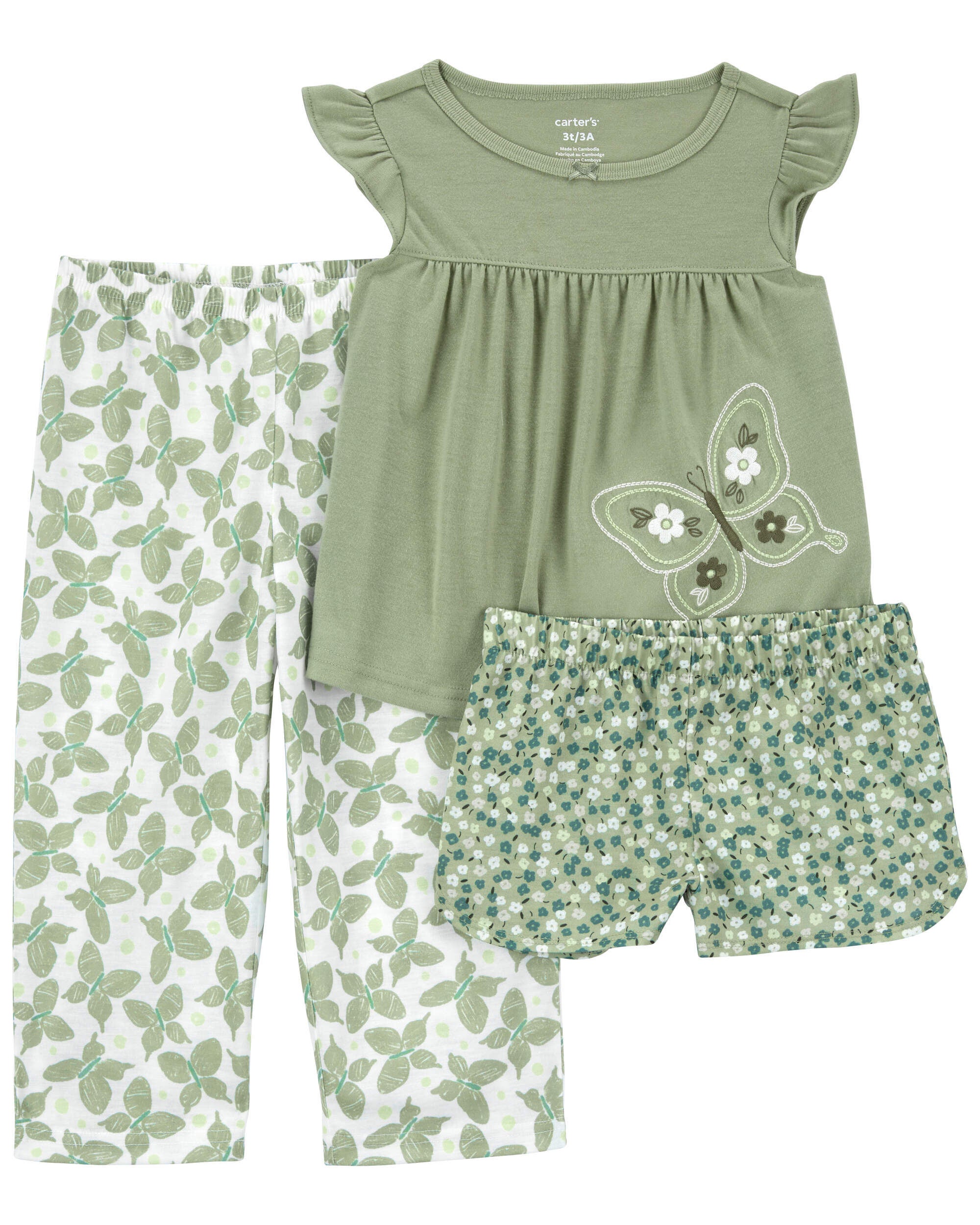 Toddler 3 Piece Butterfly Loose Fit Pajamas Carter s Carter s
