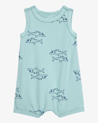 Product image 1 of Baby Shark Print Cotton Romper - Blue