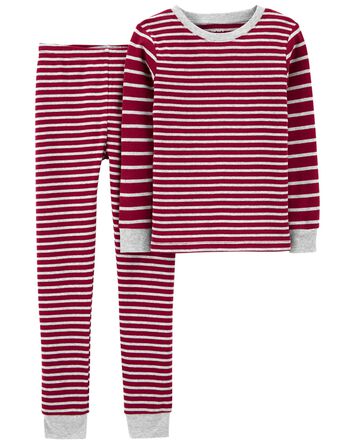 Kid 2-Piece Striped Snug Fit Cotton Pajamas